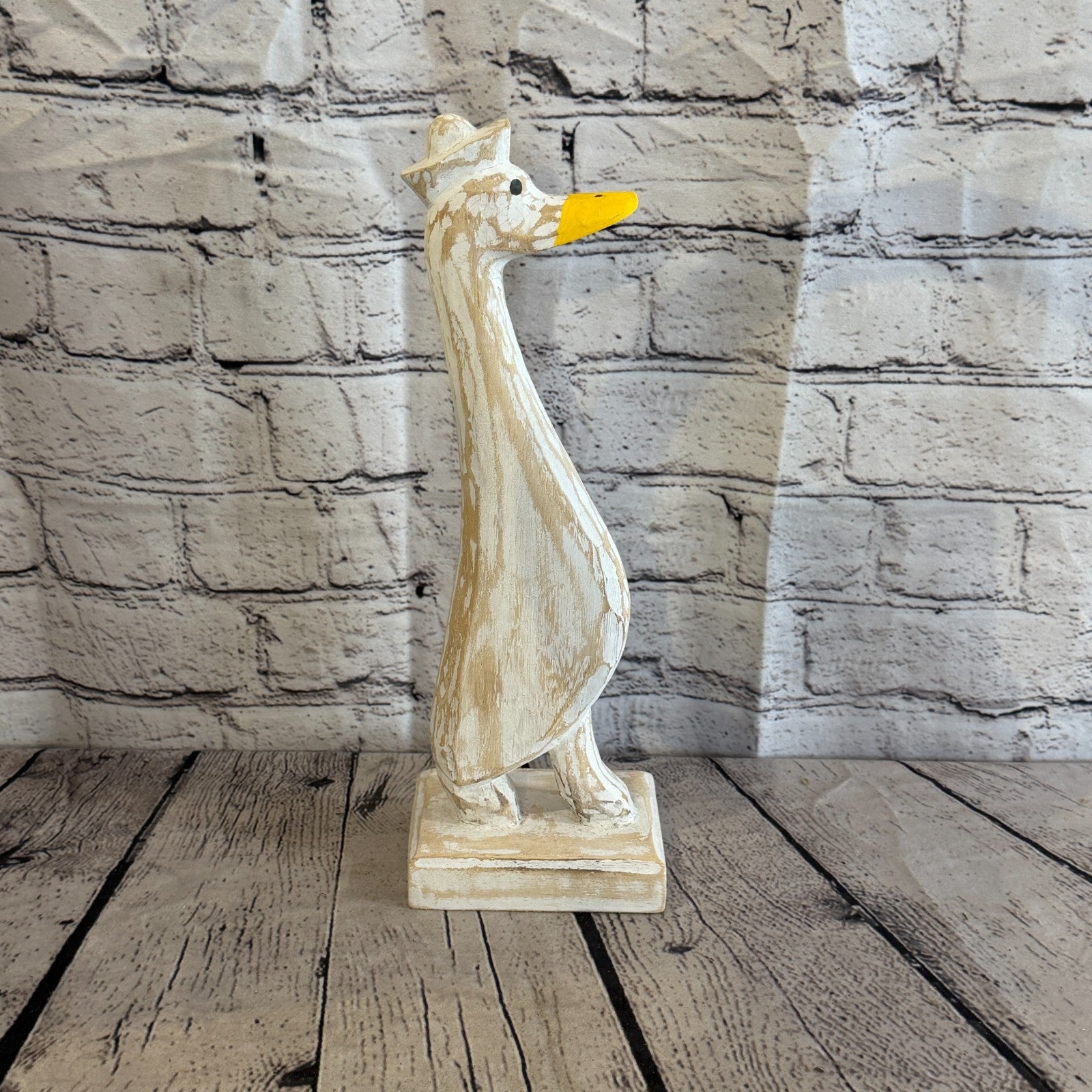 Looking Forward 35cm Tall Wooden White Duckling Baby Duck Shabby Wood Fairtrade3