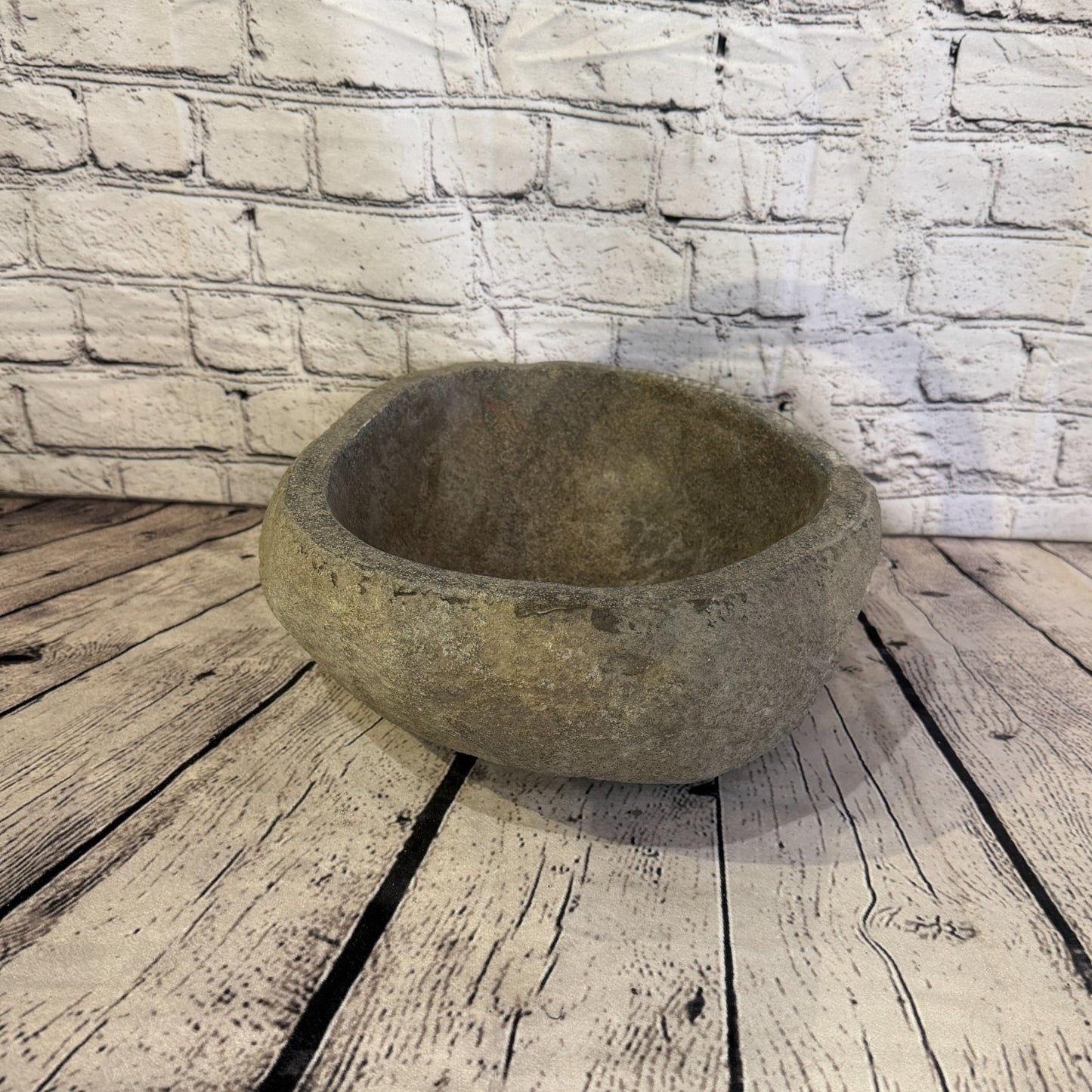 31cm x 27cm Wash Basin Bathroom Counter Top Washing River Stone Bowl Sink No 343