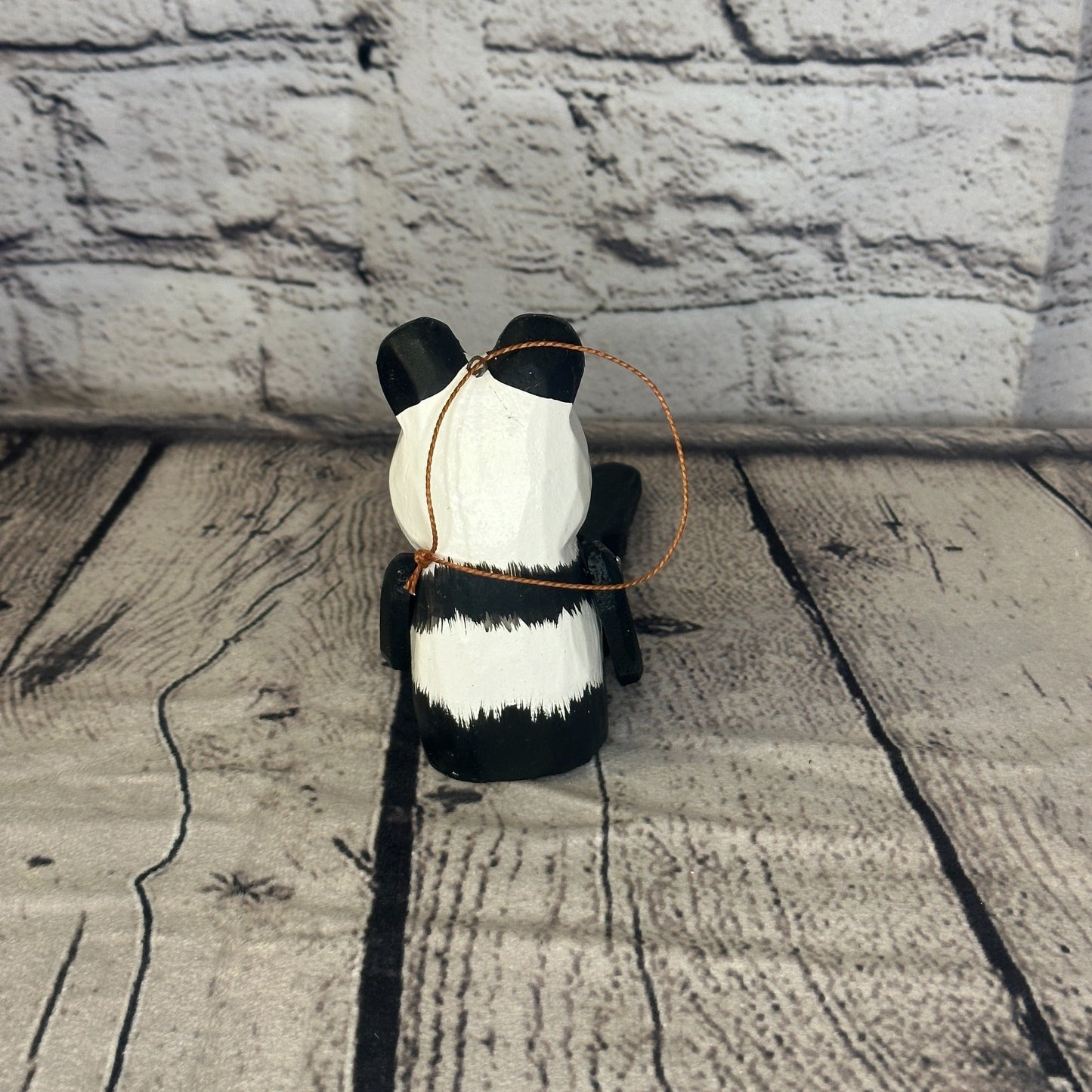 10cm Bright Panda Sitting Animal, Wooden Shelf Ornament Handmade and Fairtrade4