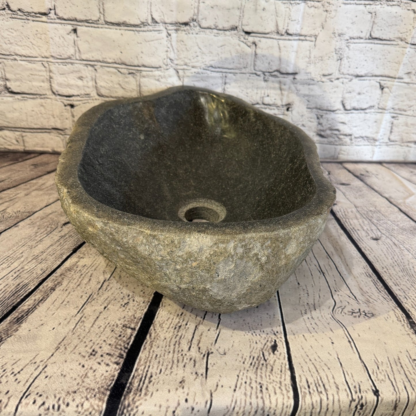 40cm x 30cm Wash Basin Bathroom Counter Top Washing River Stone Bowl Sink No 111
