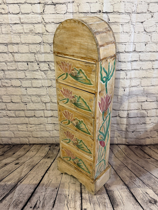 100cm x 30cm Flower 5 Draw Wooden Side Cabinet Living Hallway Storage Furniture0