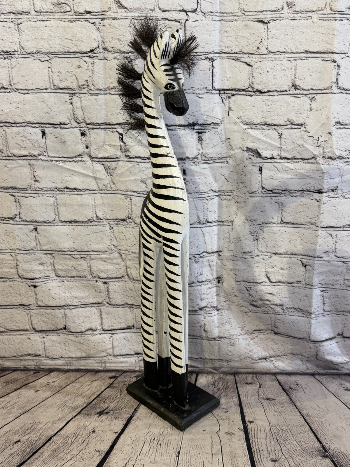 60cm Painted Wooden Zebra Standing Single Carved Solid Wood Zebra Handmade1