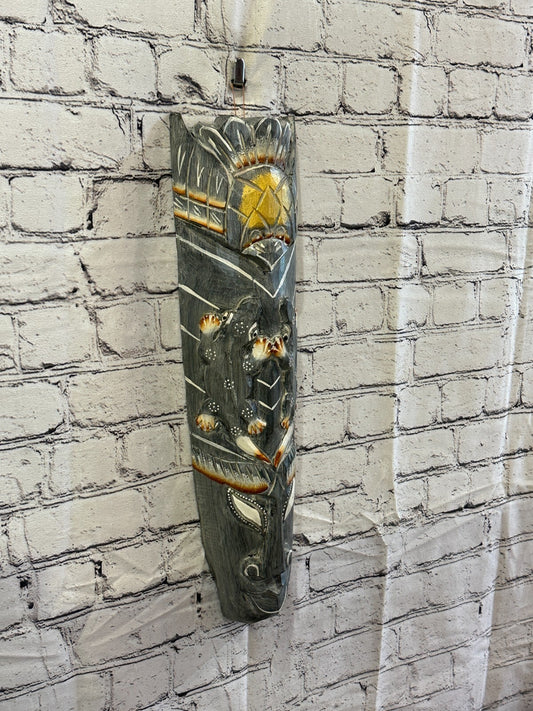 50cm Dark Grey Gecko Hand Carved Fair Trade Wooden Animal Wall Art Hang Mask0