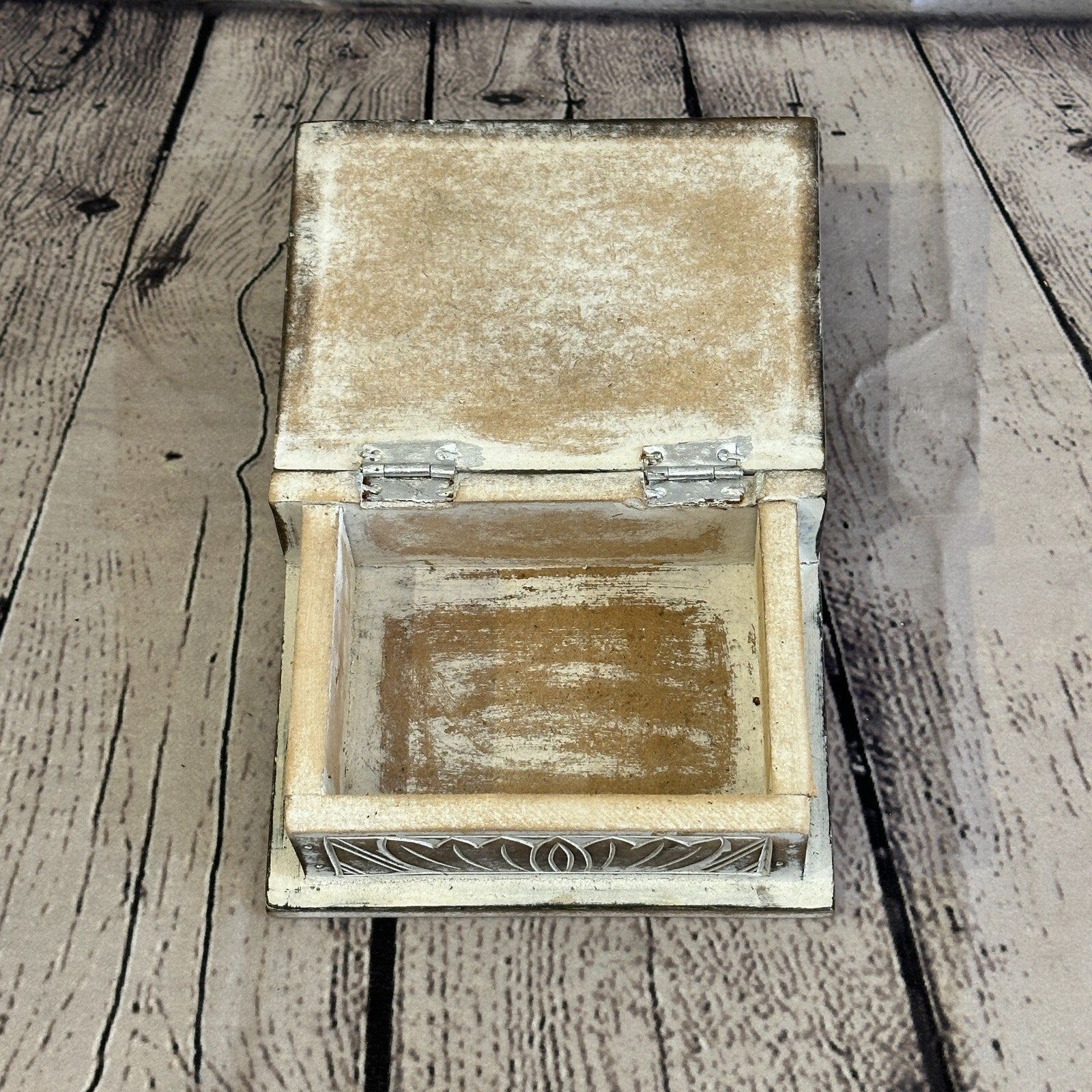 Brown Flower MDF Box Lotus 14cm x 10cm x 6cm Wooden Box Trinket Handmade7