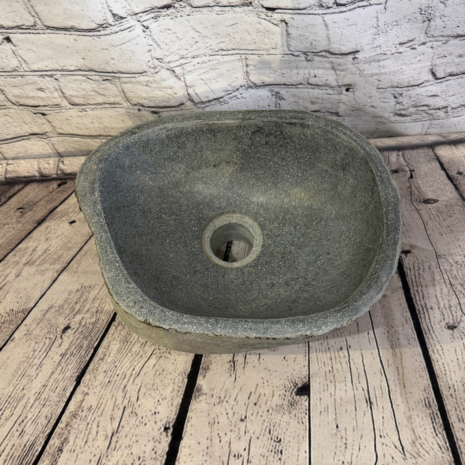 29cm x 23cm Wash Basin Bathroom Counter Top Washing River Stone Bowl Sink No 216