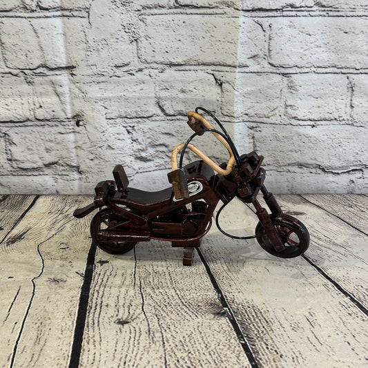 20cm Small Dark Wood Motorbike Motorcycle Model Wooden Ornament Decorative Bike0