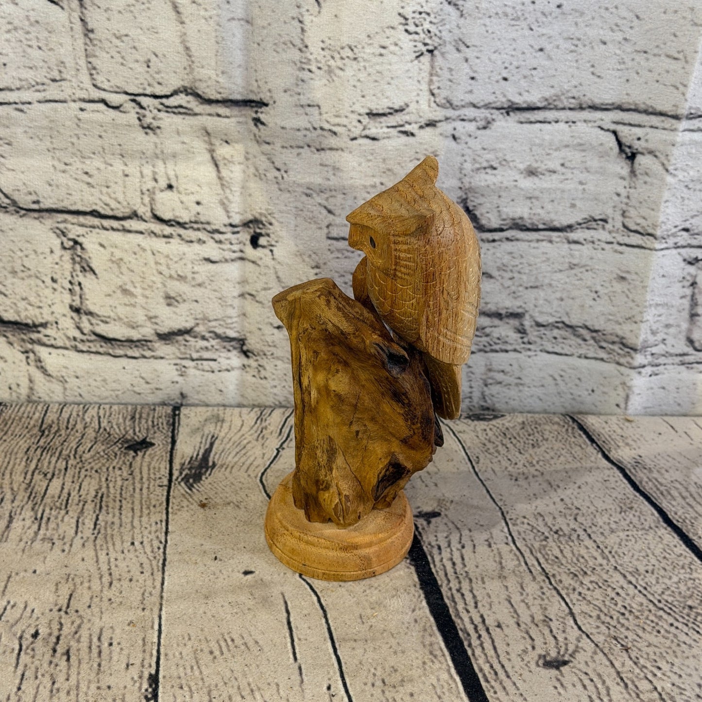 15cm Single Owl Mushroom Parasite Ornament Natural Carving Fair trade Wooden4