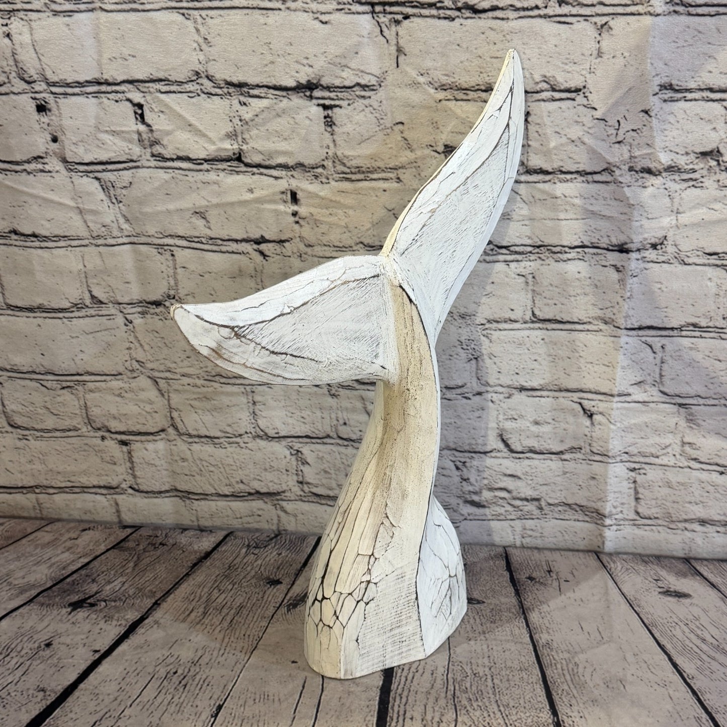 40cm x 40cm Whale Tail White Fish Wood Coastal Ocean Bathroom Decoration2