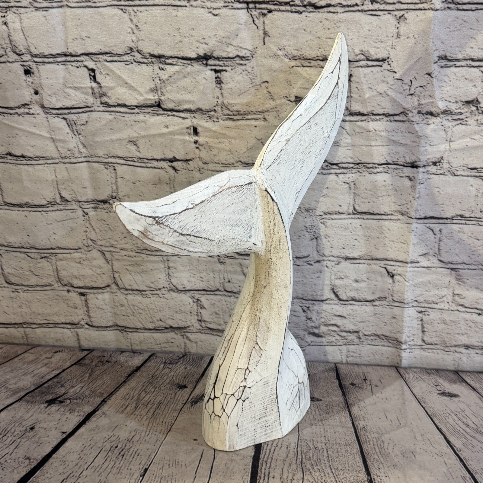 40cm x 40cm Whale Tail White Fish Wood Coastal Ocean Bathroom Decoration2