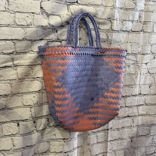 Pink Purple 40cm Handwoven Tote Bag Recycled Plastic Eco-Friendly Market Beach0