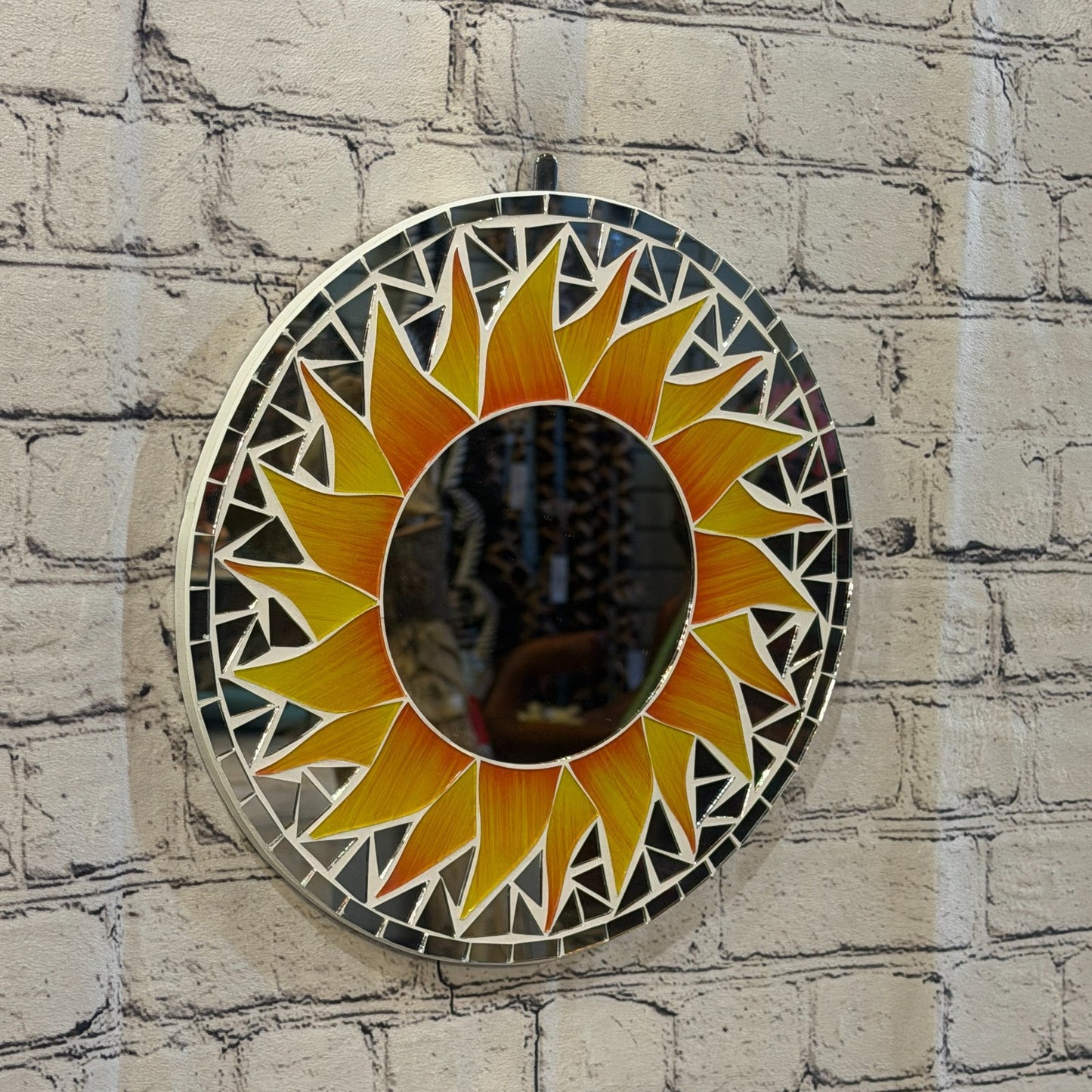 Orange Sun Flame Mosaic Tile Wall Mirror 30cm x 30cm 12 Inches Handmade0