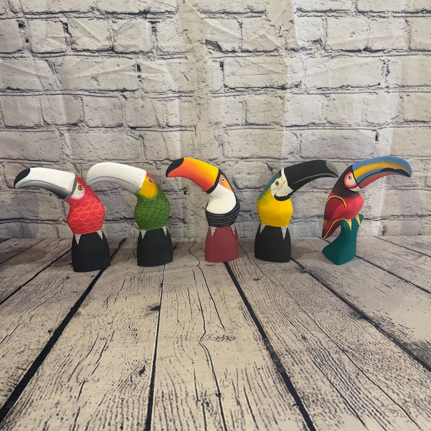 15cm Black White Toucan Bird Ornament Statue Fair Trade Hand Made Carved Wood10