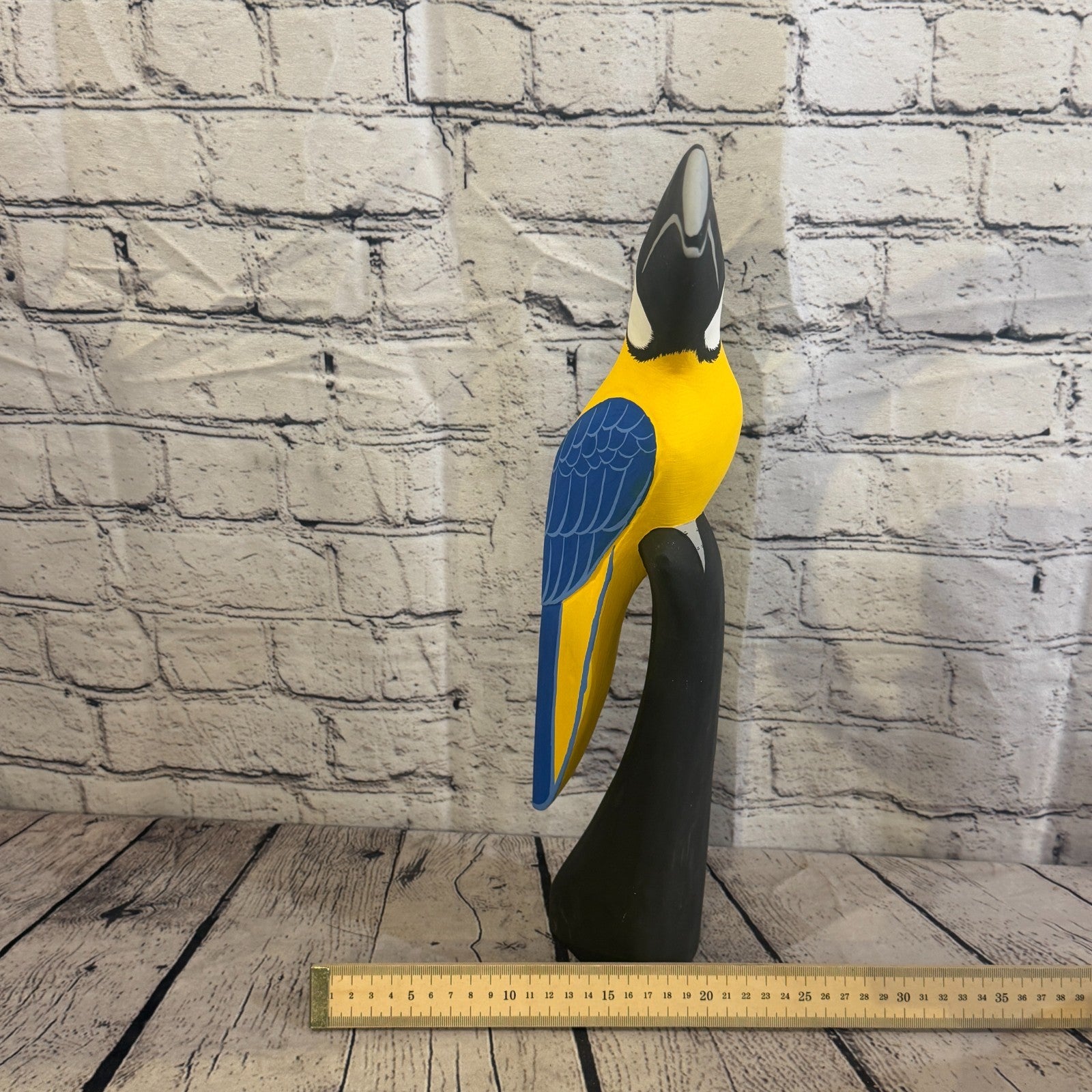 40cm Bright Blue Toucan Bird Ornament Statue Fair Trade Hand Made Carved Wood8