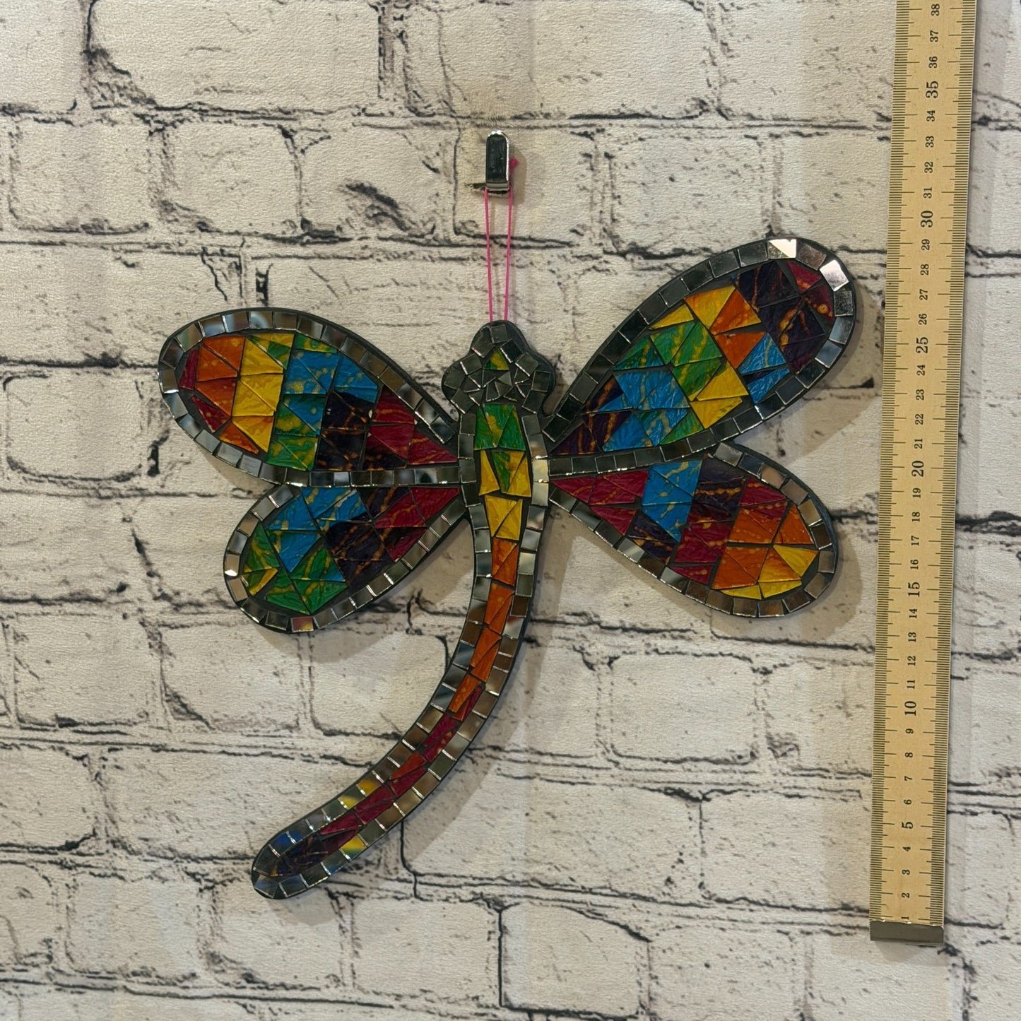 Rainbow Mulitcoloured Dragonfly Mosaic Tile Wall Mirror 30cm x 30cm Handmade New4