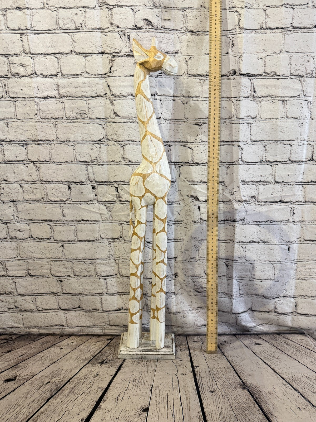 80cm White Dot Wooden Giraffe Standing Single Carved Solid Wood Giraffe Handmade5