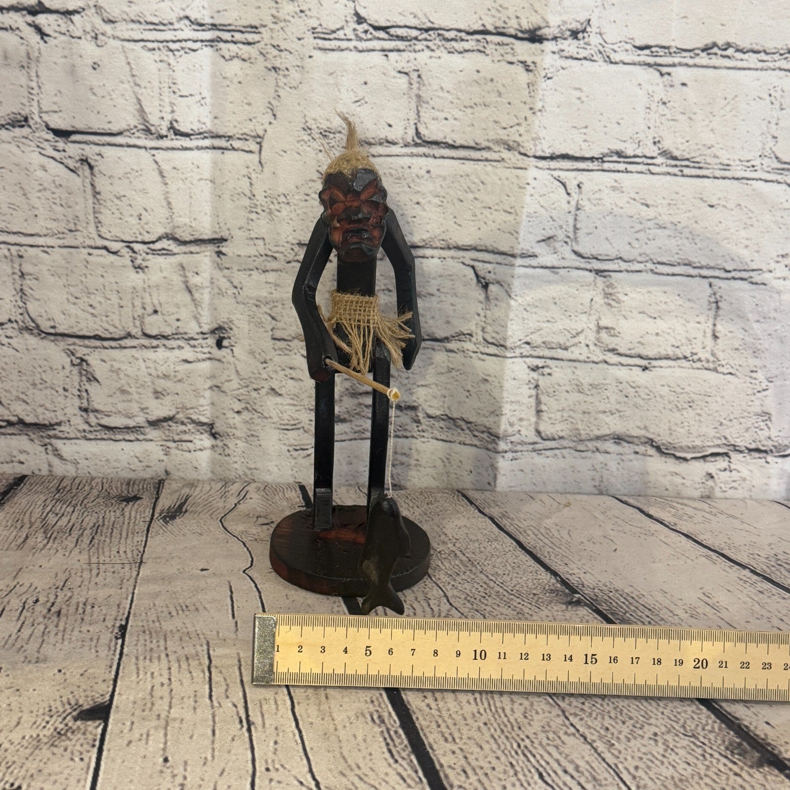20cm Fisher With Catch African Tribal Warrior Man Figure Statue Wood Hand Carved7