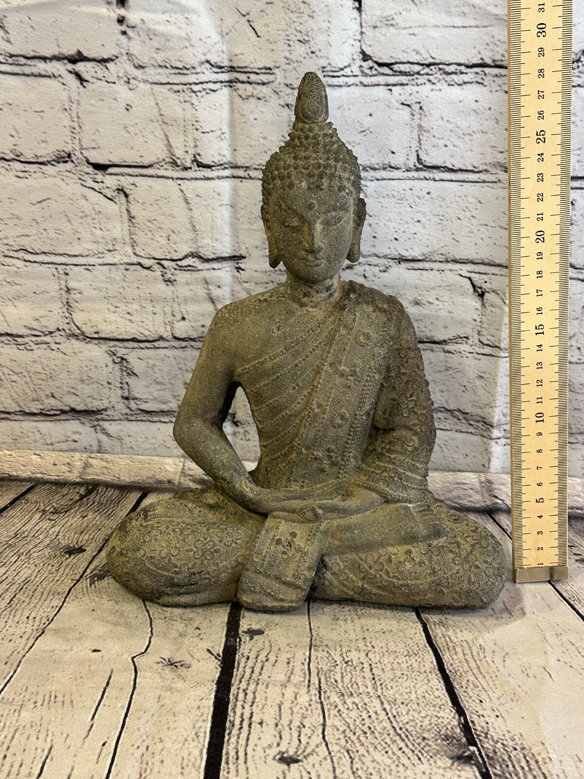 Spike Buddha Stone Garden 30cm x 20cm Ornament Outdoor Indoor Statue Hindu7