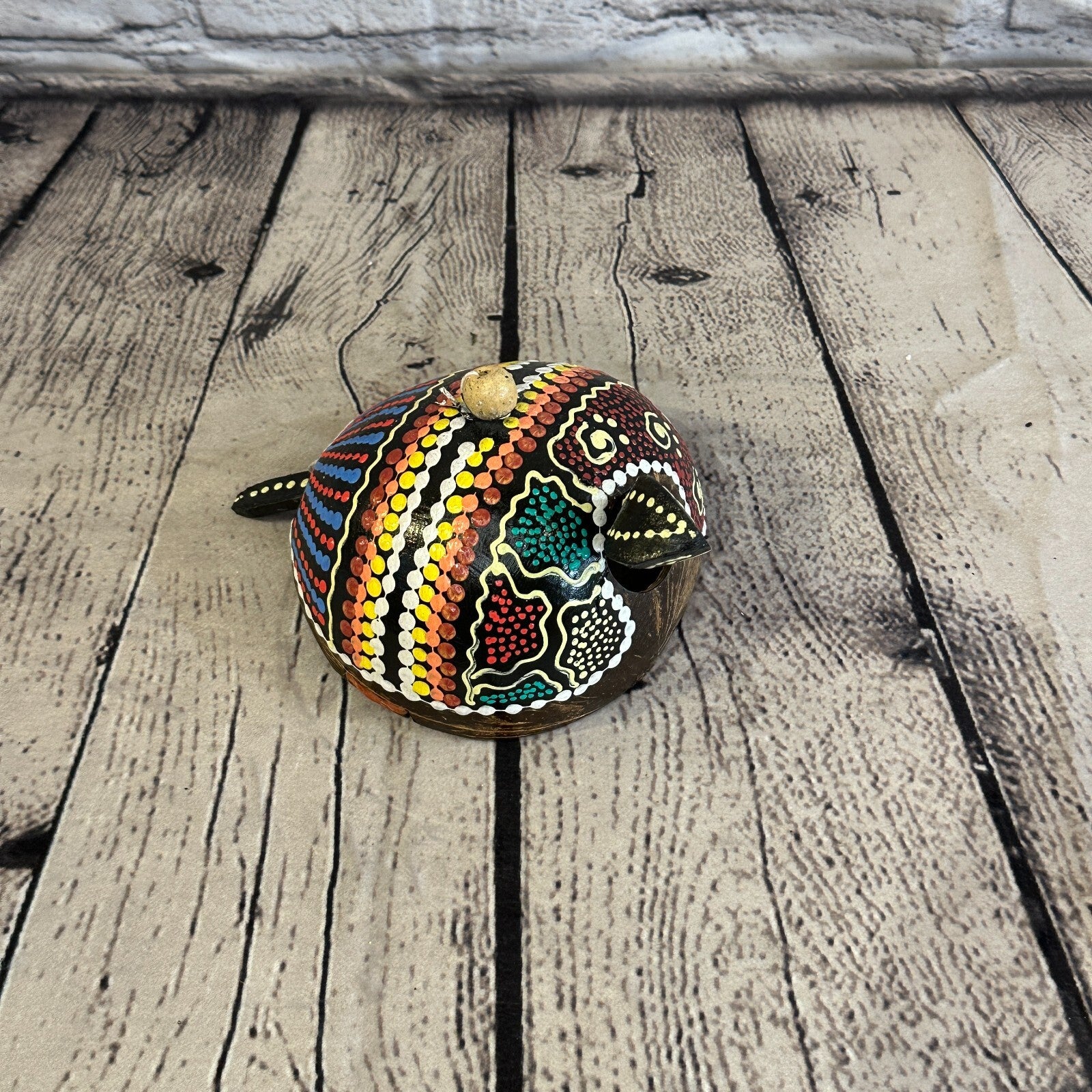 Pull Back Carved Coconut Shell Nodder Bobble Head Tail Sea Turtle Tortoise2