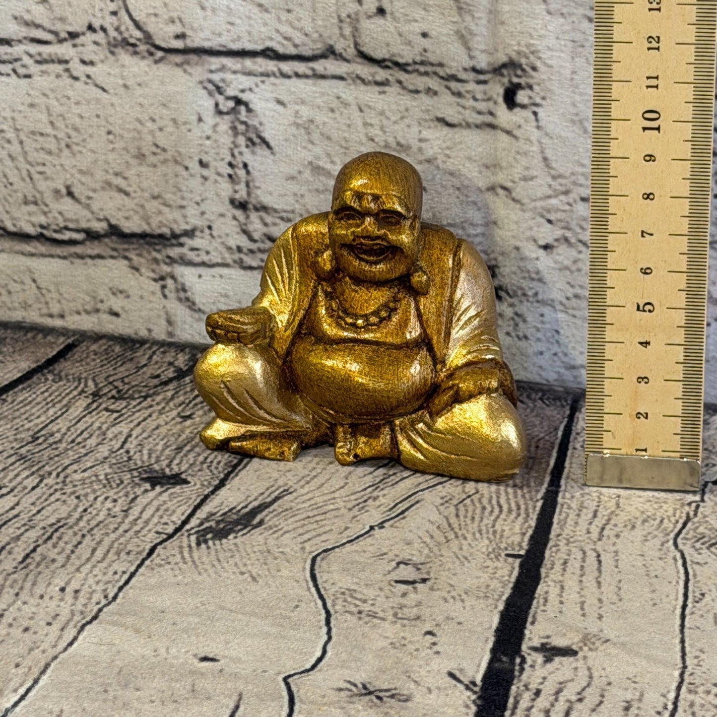 Bronze & Bronze 10cm x 10cm Small Chinese Buddha Sitting On Lotus Statue Resin5