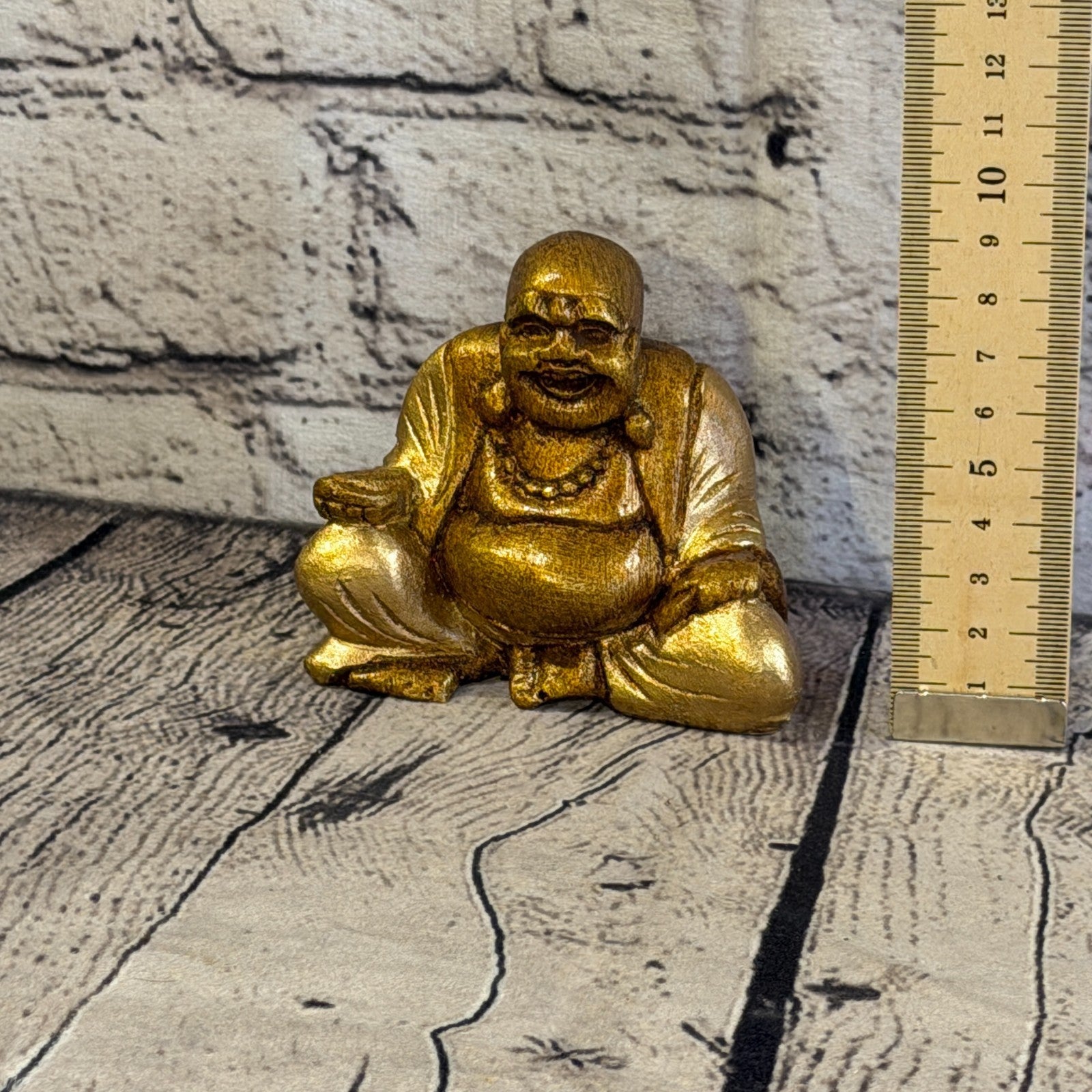 Bronze & Bronze 10cm x 10cm Small Chinese Buddha Sitting On Lotus Statue Resin5