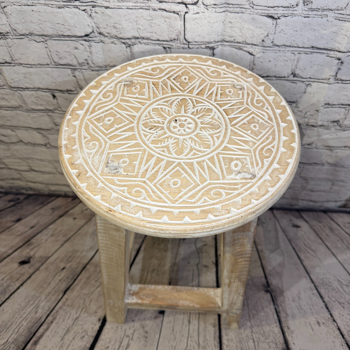 50cm x 30cm White Stool Table Wooden Side Cabinet Living Hallway Furniture6