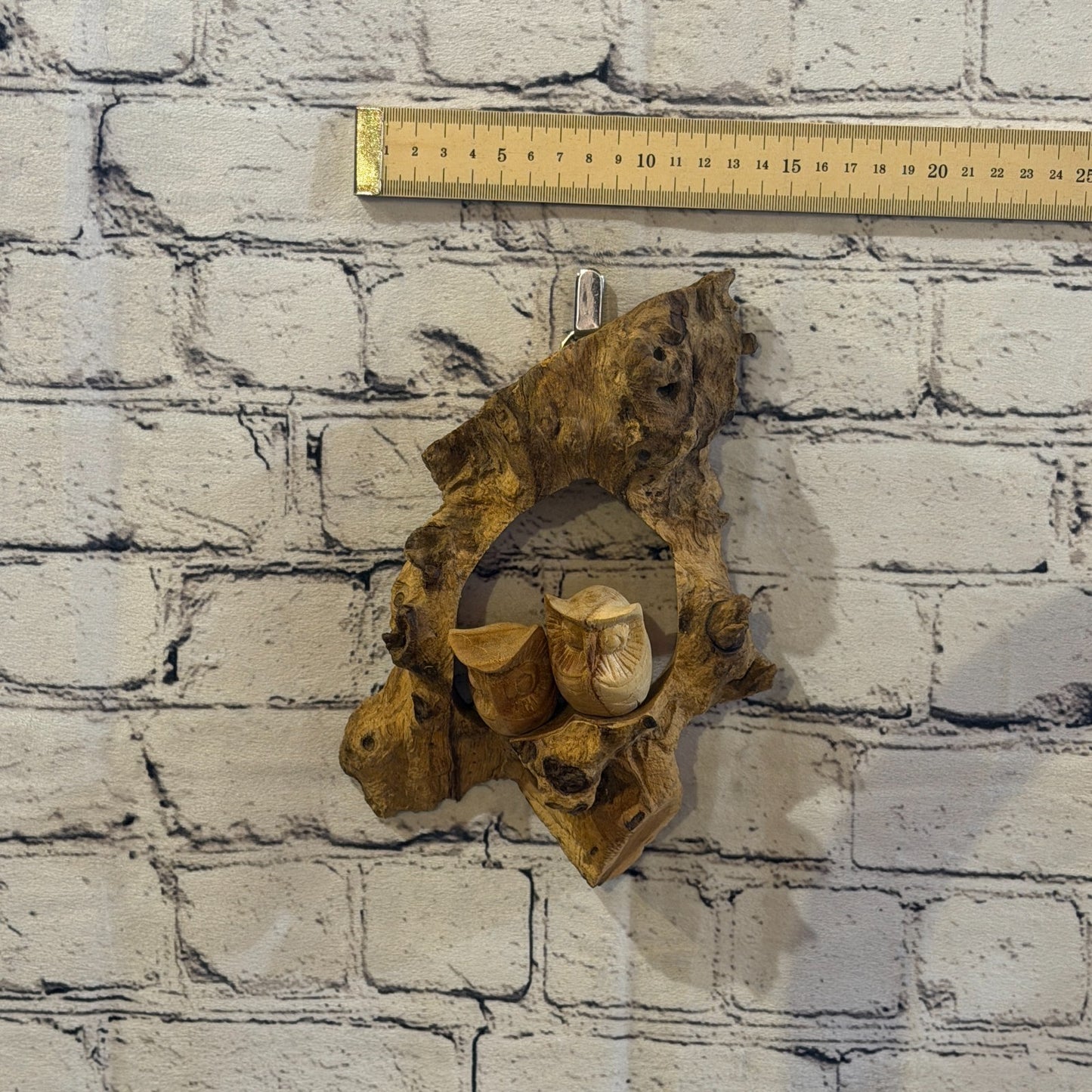 20cm Owl Wall Art Mushroom Parasite Wood Ornament Natural Carving Wooden3