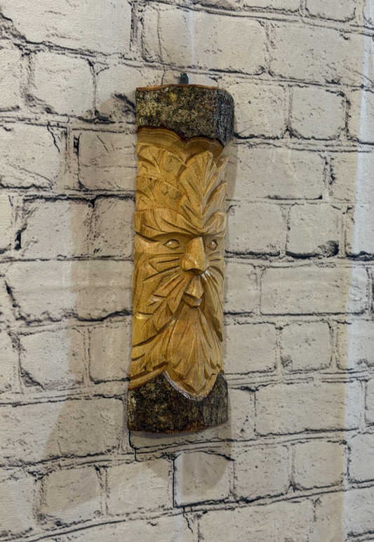 Green Man Of The Woods 30cm Hand Carved Wizard Tree Trunk Wood Fairtrade0