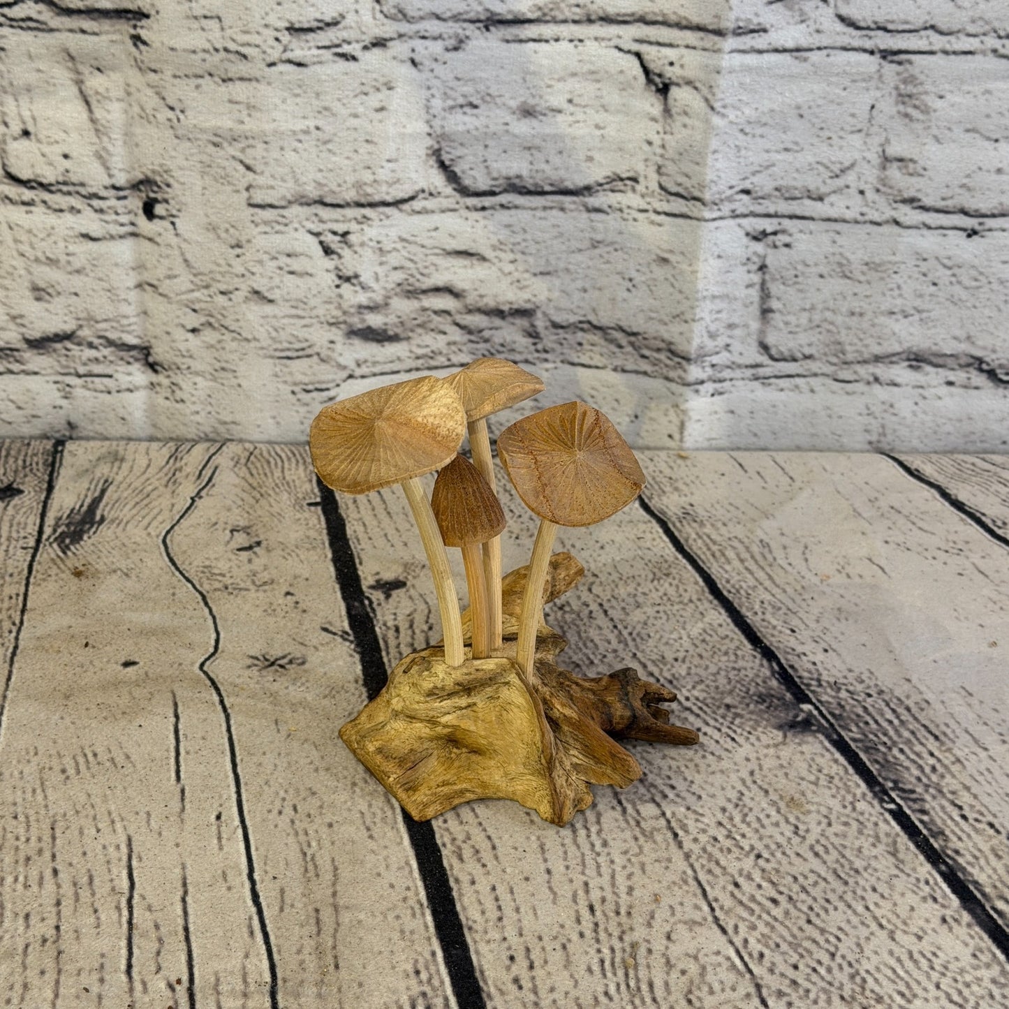 12cm Plain Mushroom Parasite Ornament Natural Carving Fairtrade Wooden0