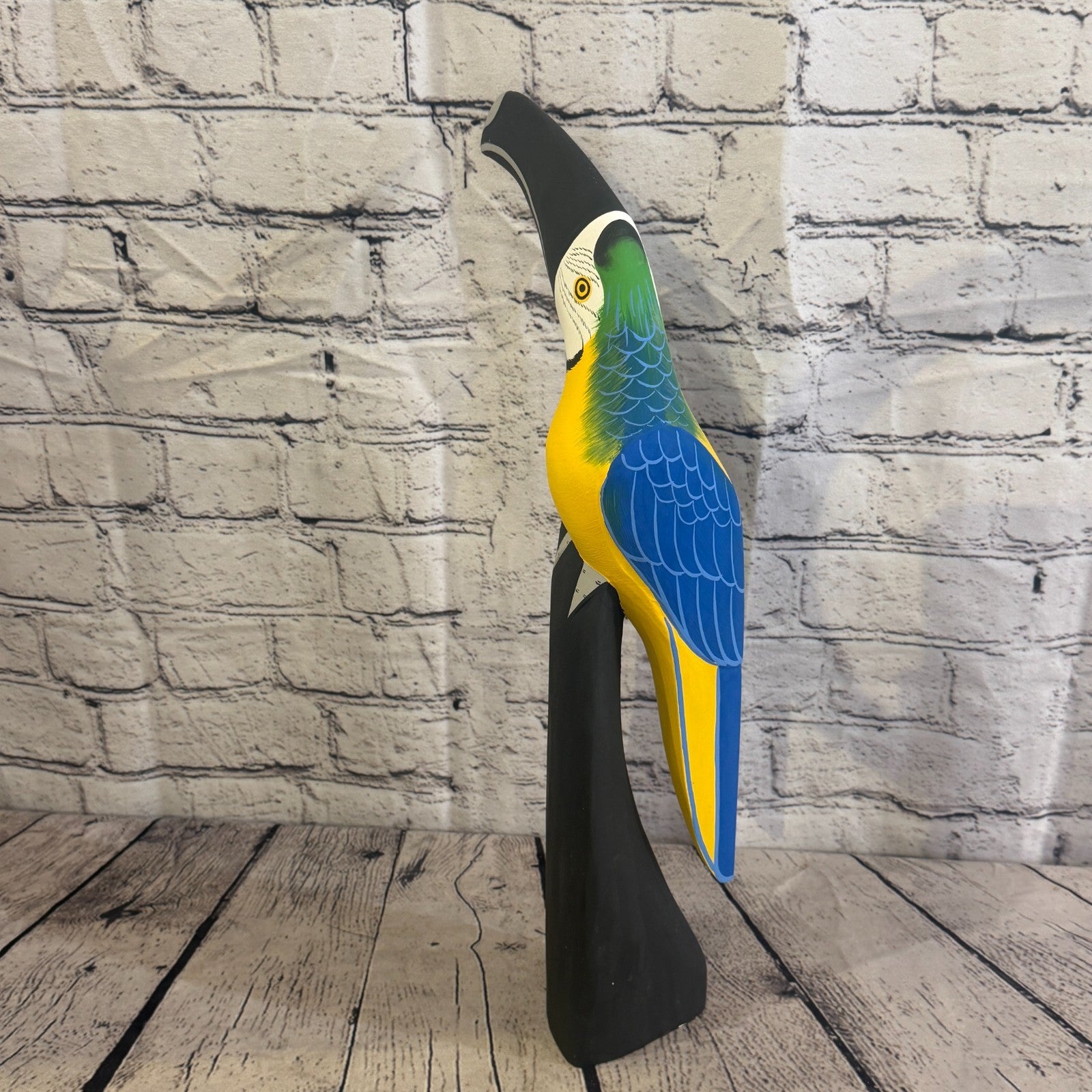 40cm Bright Blue Toucan Bird Ornament Statue Fair Trade Hand Made Carved Wood4