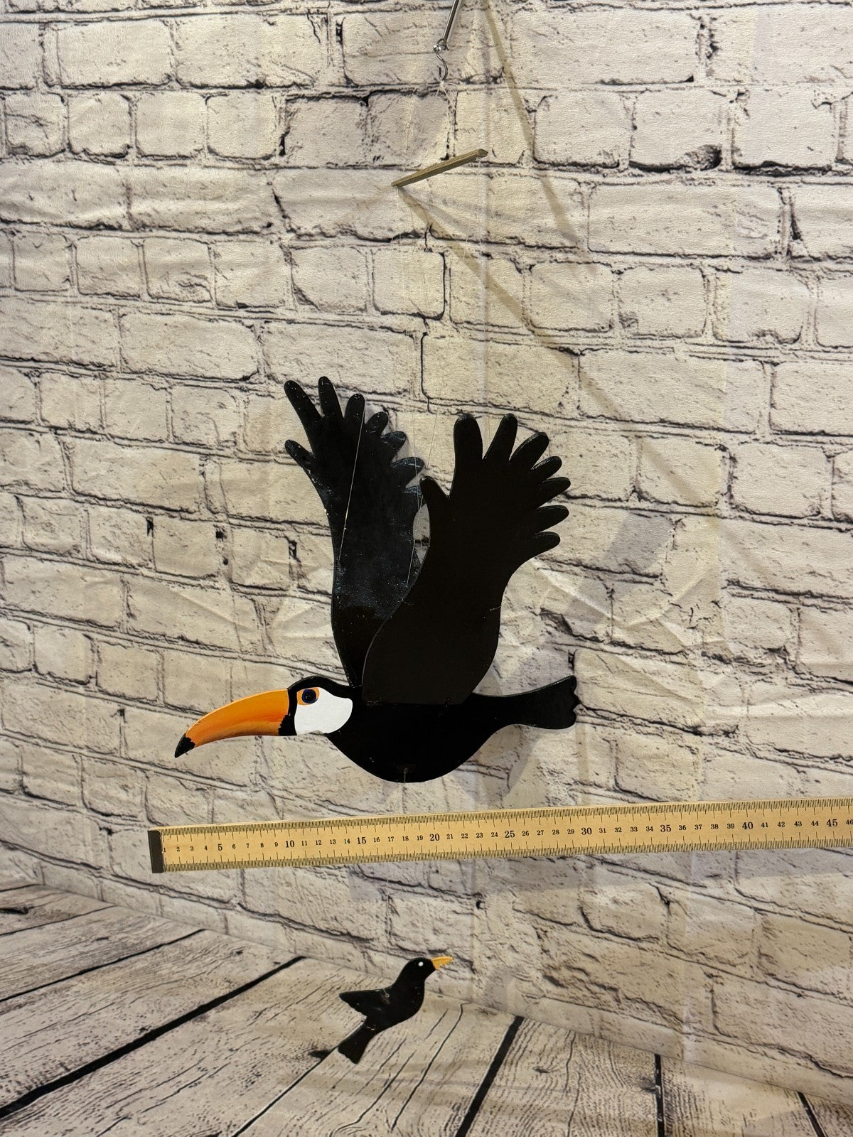 30cm x 55cm Toucan Flying Wooden Mobile Children's Bedroom Room Decor2