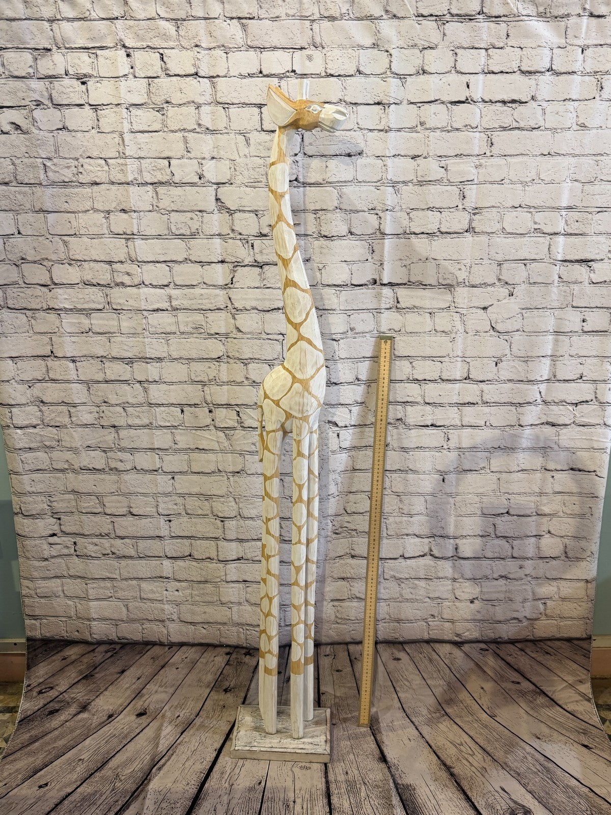 150cm White Dot Wooden Giraffe Standing Single Carve Solid Wood Giraffe Handmade5