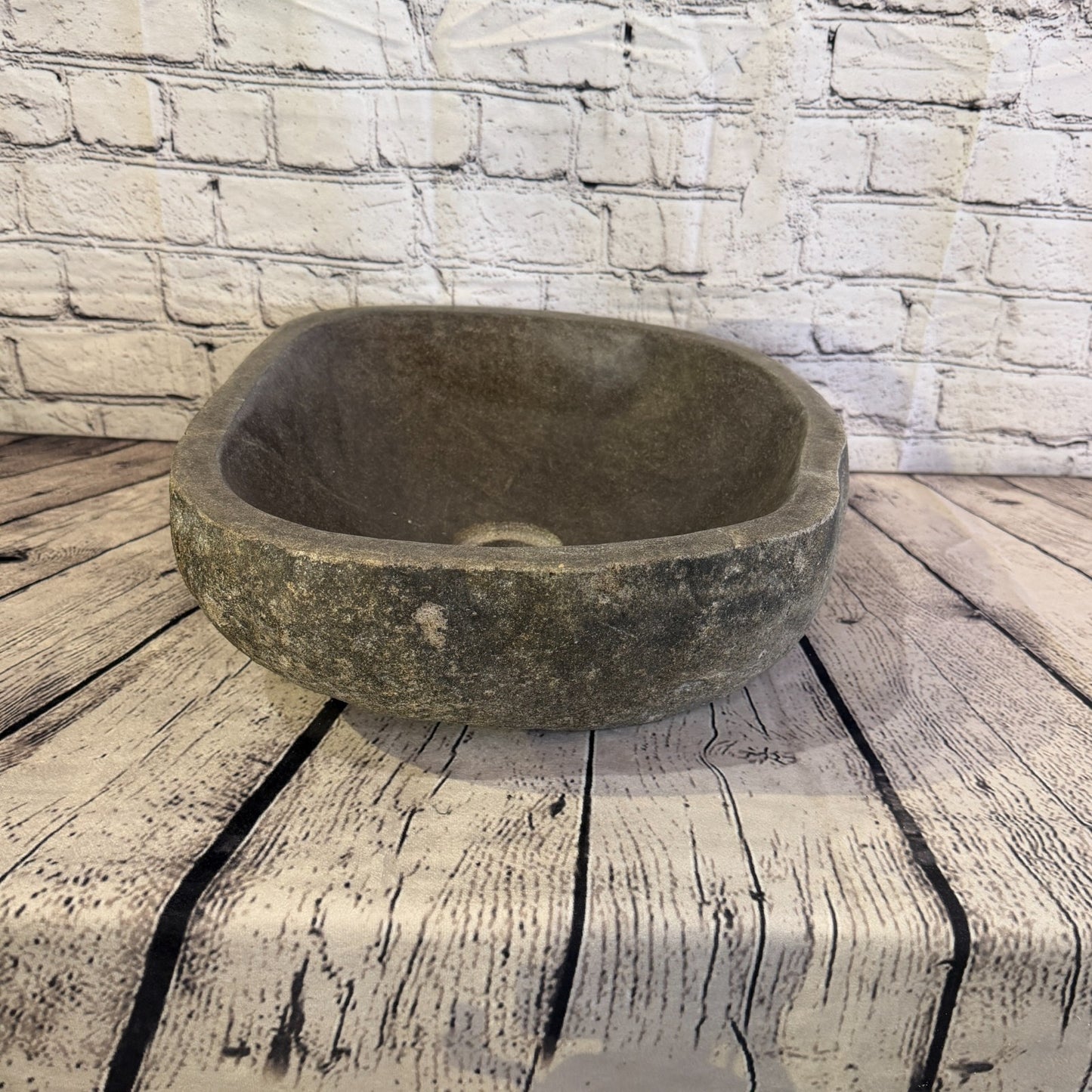 40cm x 34cm Wash Basin Bathroom Counter Top Washing River Stone Bowl Sink No 321