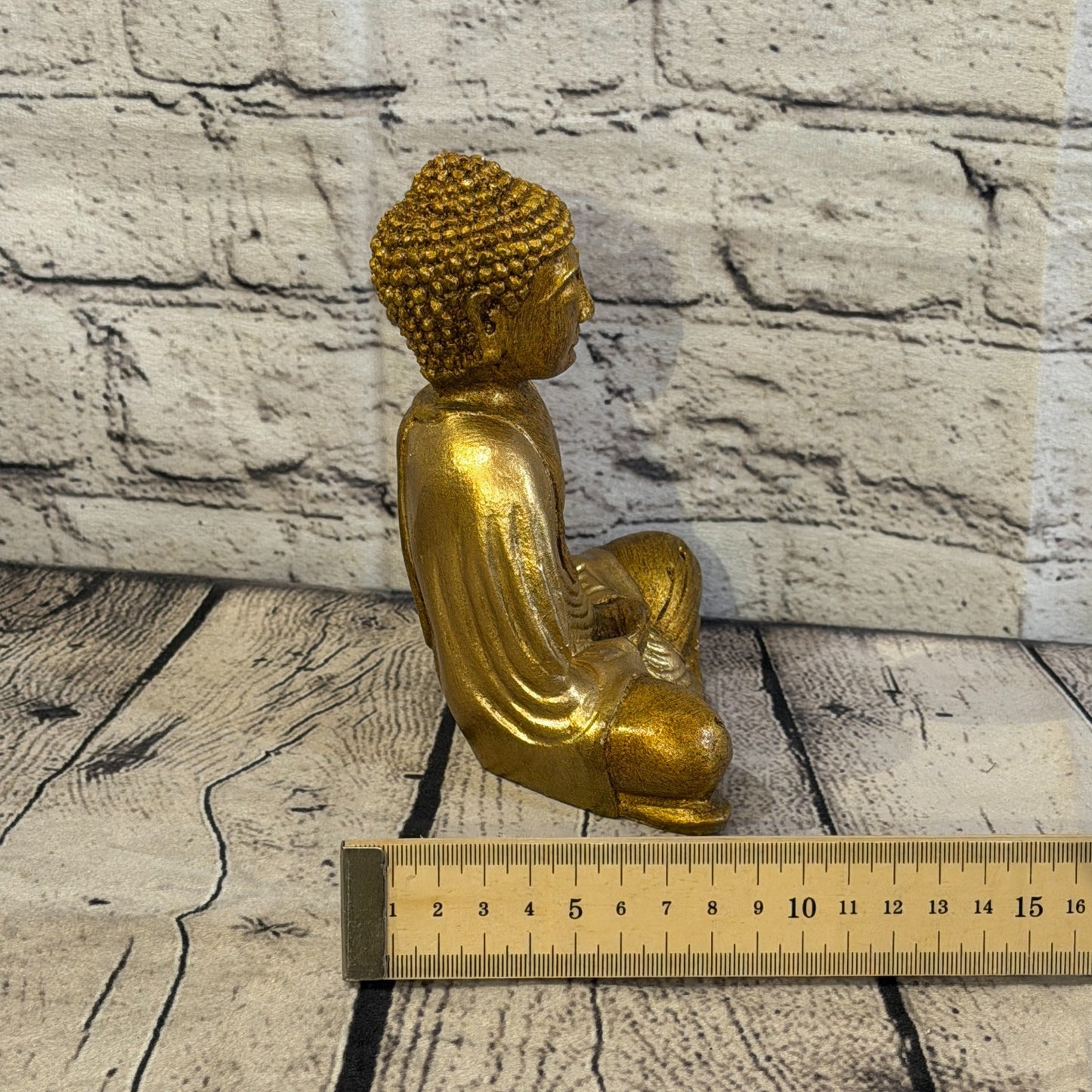 Bronze & Bronze 15cm x 12cm Small Thai Buddha Sitting Statue Resin Hindu7
