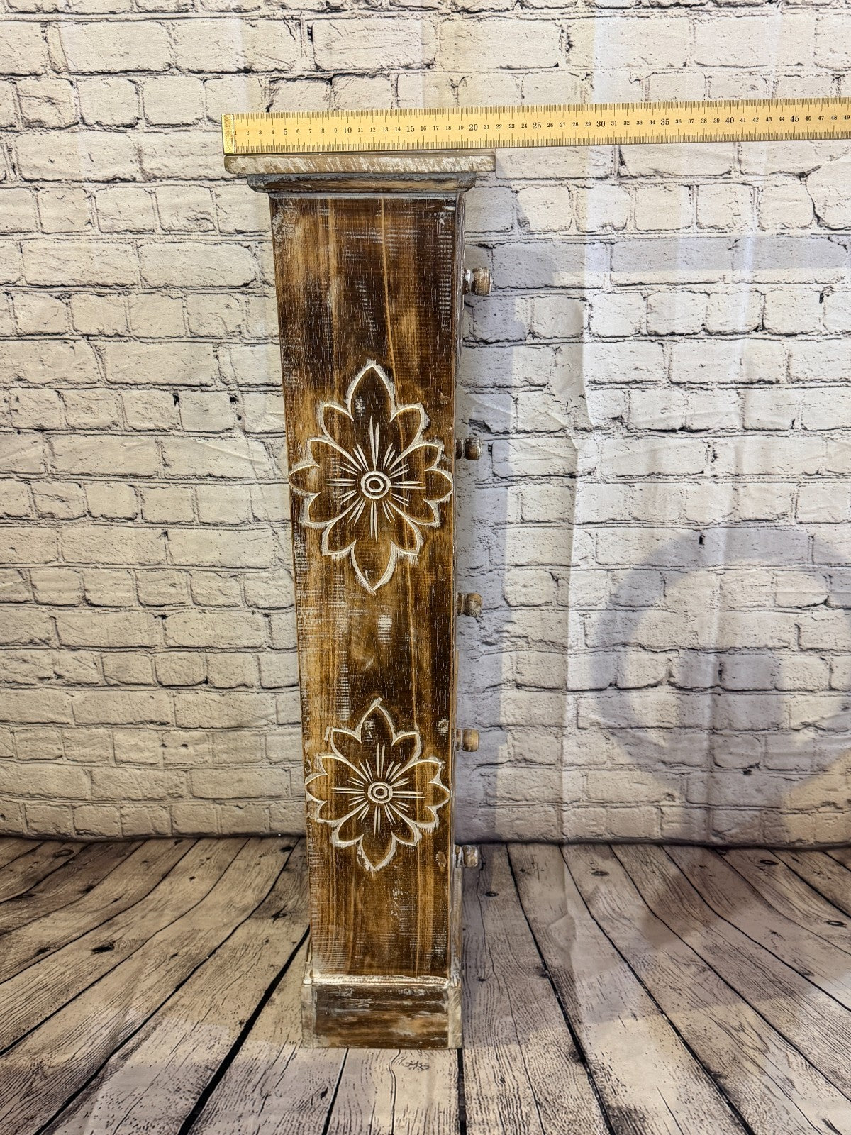 100cm x 25cm Brown 5 Draw Pillar Wooden Side Cabinet Living Storage Furniture7