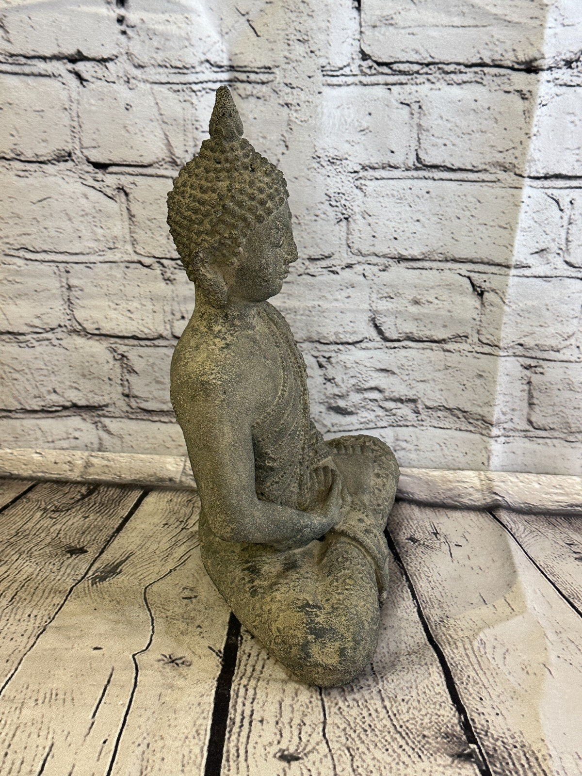 Spike Buddha Stone Garden 30cm x 20cm Ornament Outdoor Indoor Statue Hindu4
