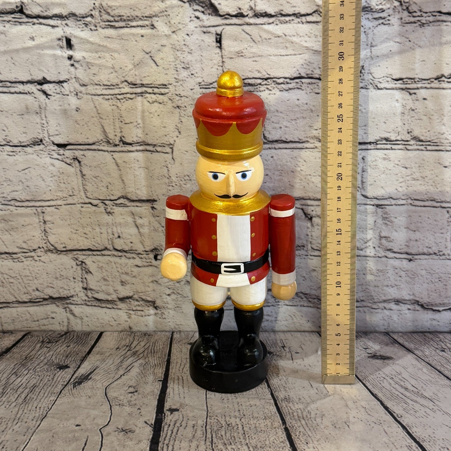 30cm Red Top Hat Nut Cracker Soldier Handcrafted Wood Xmas Christmas Ornament5