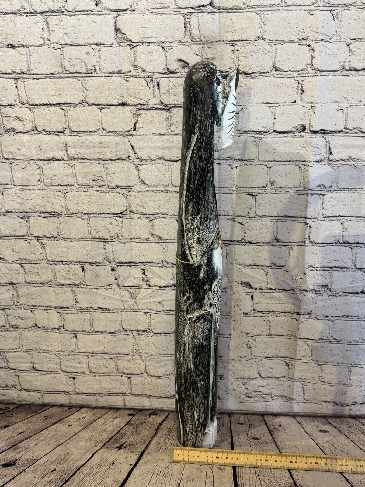 80cm Grey Wooden Shabby Dog Statue Ornament Fair Trade Handcarved7