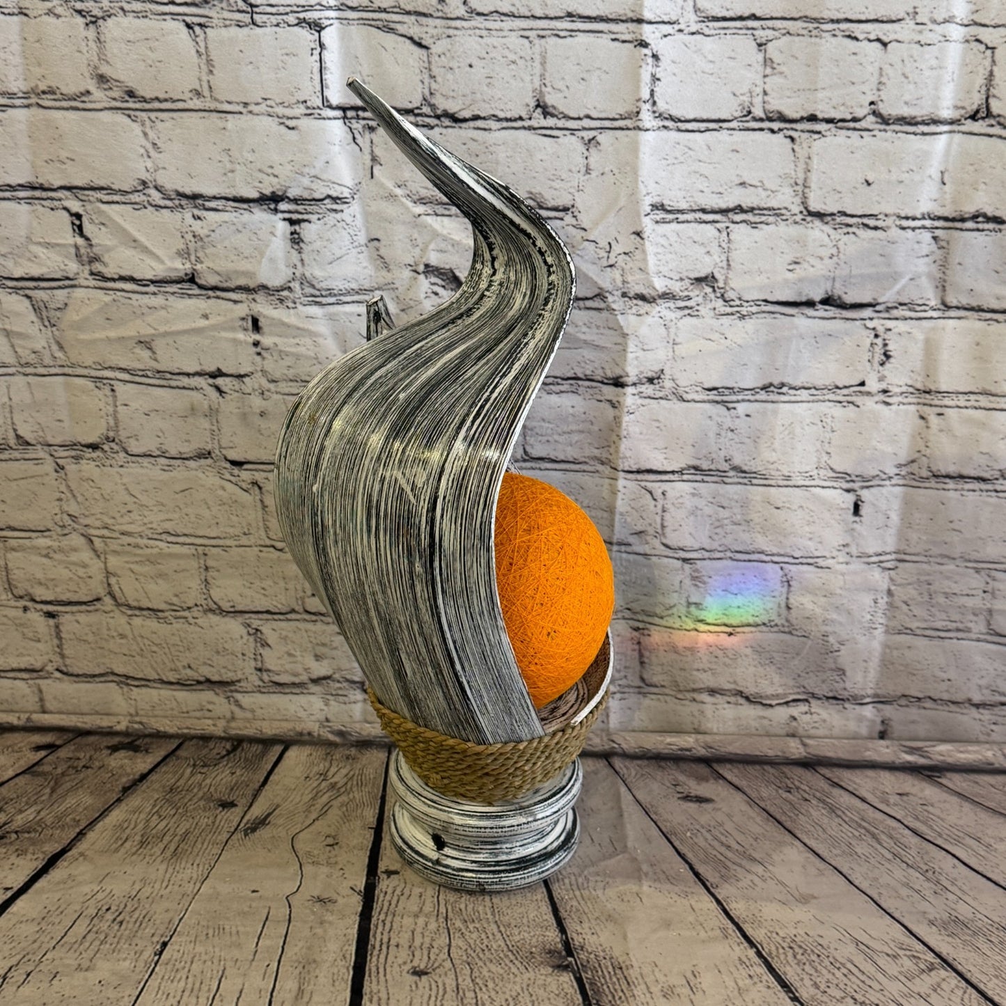 Orange Light Silver Natural 45cm Tall Leaf Lamp Twist LED UK Mains Plug Desig 122