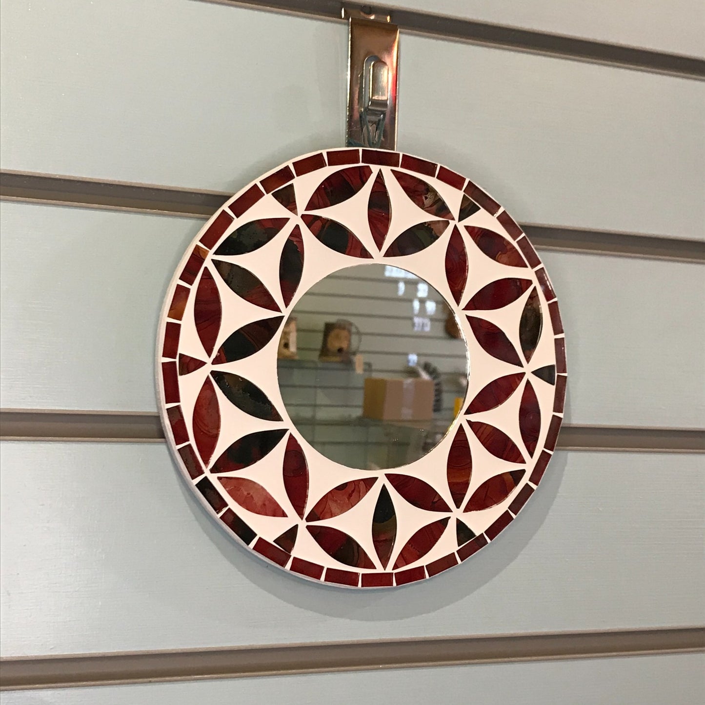 Red Flower Mosaic Tile Wall Mirror 20cm x 20cm 8 Inches Handmade New0