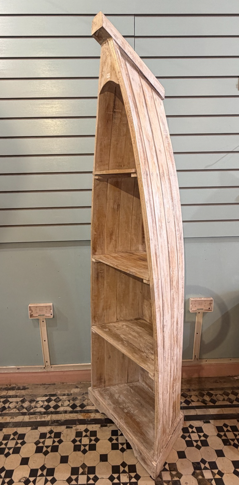 180cm x 55cm x 30cm White Boat Shelf Wooden Cabinet Living Storage Furniture0