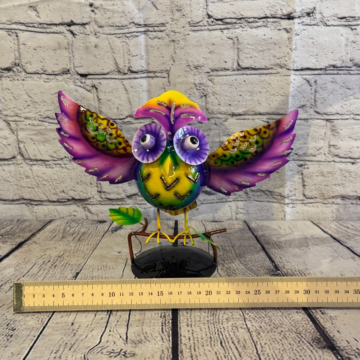 20cm x 30cm Owl Bird Purple Metal Tin Standing Ornament Statue6