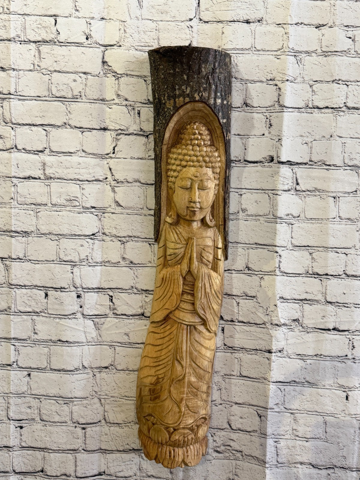 Thai Buddha 80cm Hand Carved Wizard Tree Trunk Wood Fairtrade2