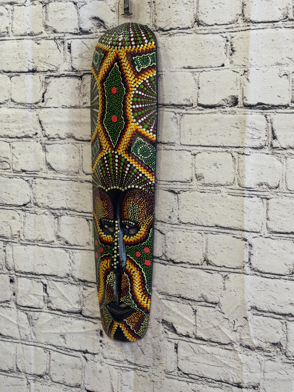 50cm Mask Carved Wooden Dot Painted Ethnic Tribal Tiki Wall Art No 6 New1