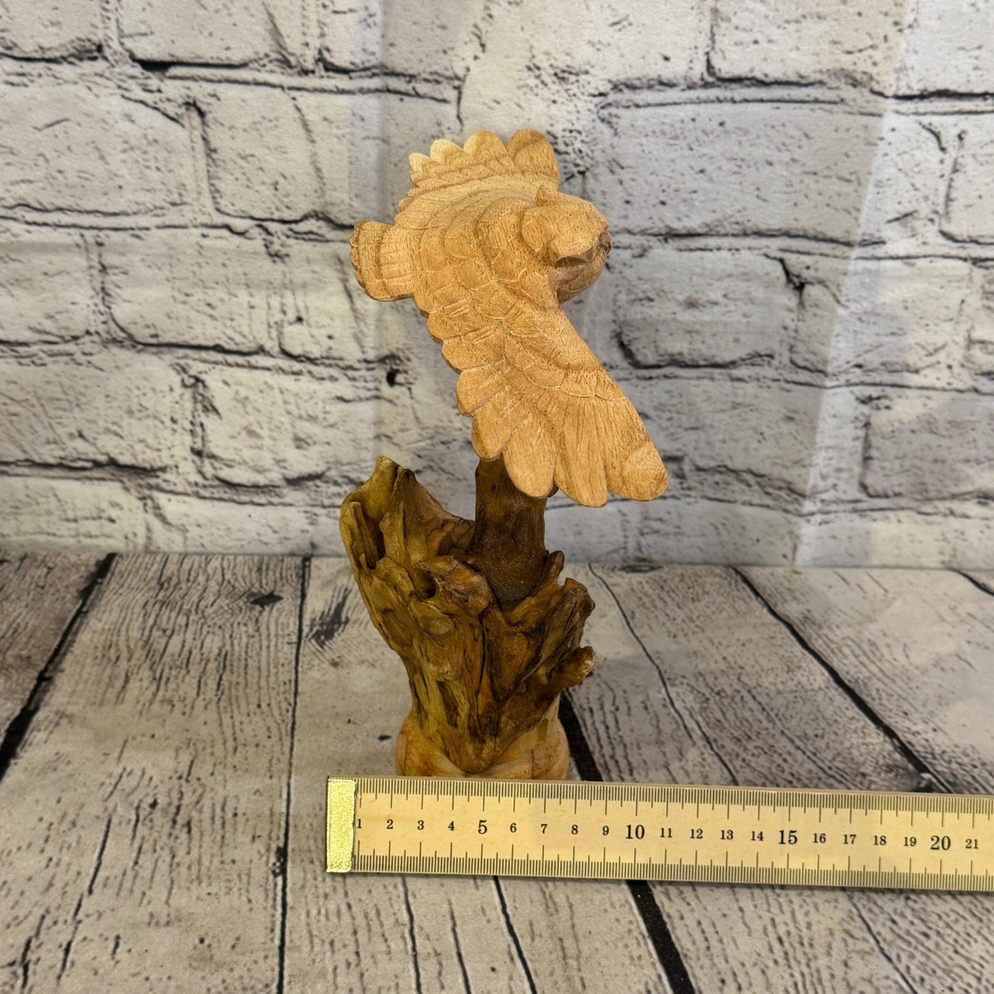 20cm Flying Owl Mushroom Parasite Ornament Natural Carving Fair trade Wooden8