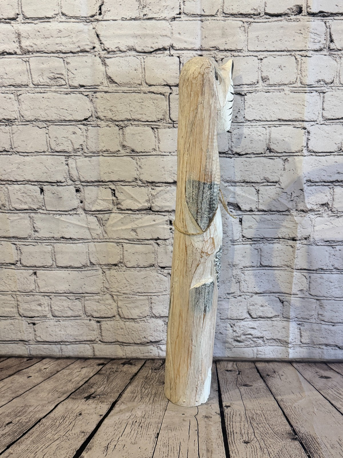 60cm White Wooden Shabby Dog Statue Ornament Fair Trade Handcarved3