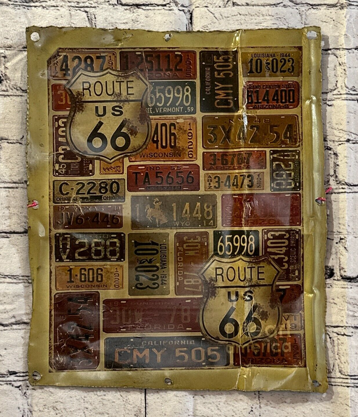 Route 66 Licence Plate Art Advert Wall Plaque 42cm x 36cm Vintage Retro Tin Sign0