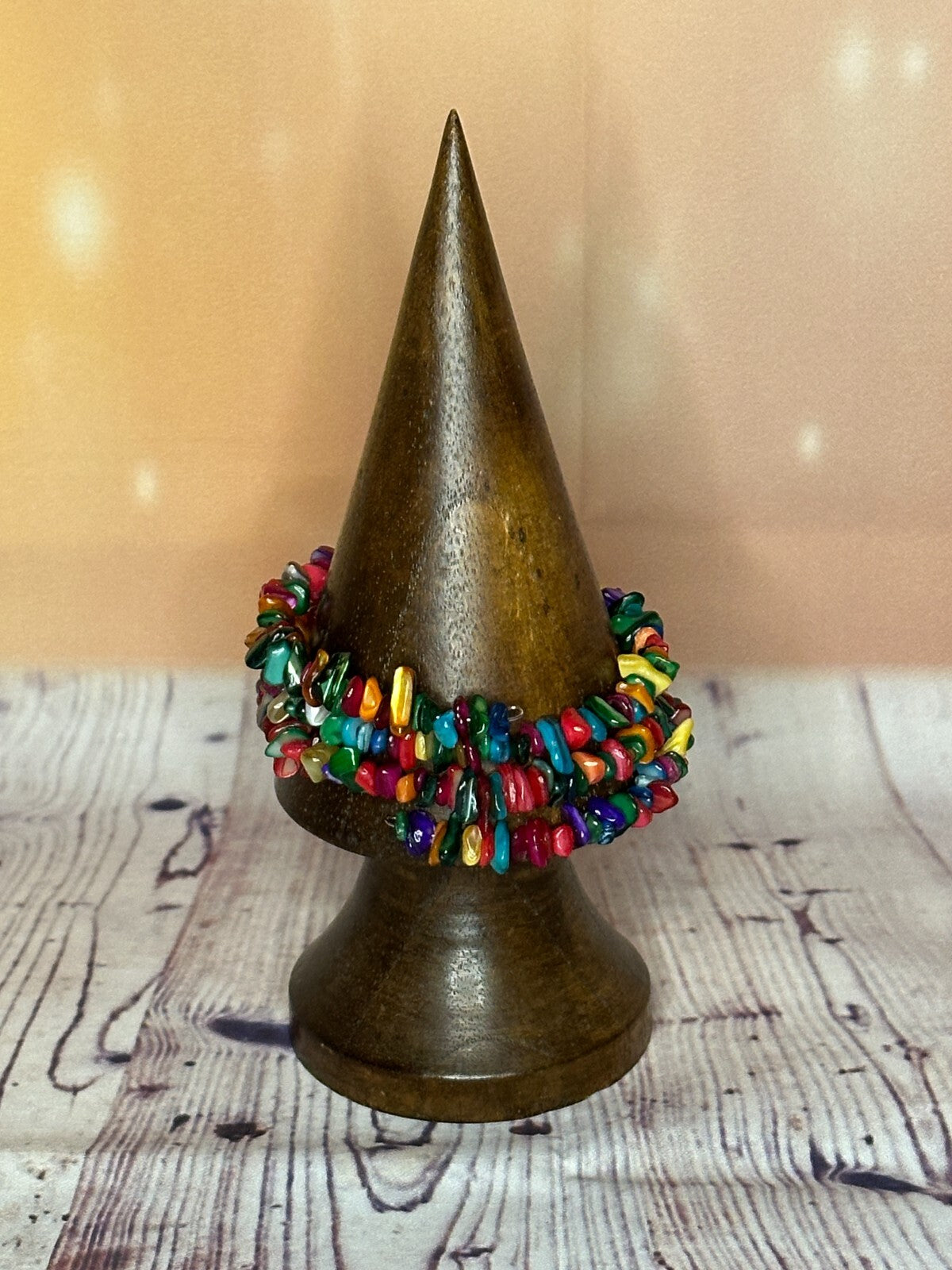 Dyed Shell Semi Precious Stone Chip Memory Wire Bracelets For A Adult Wrist1