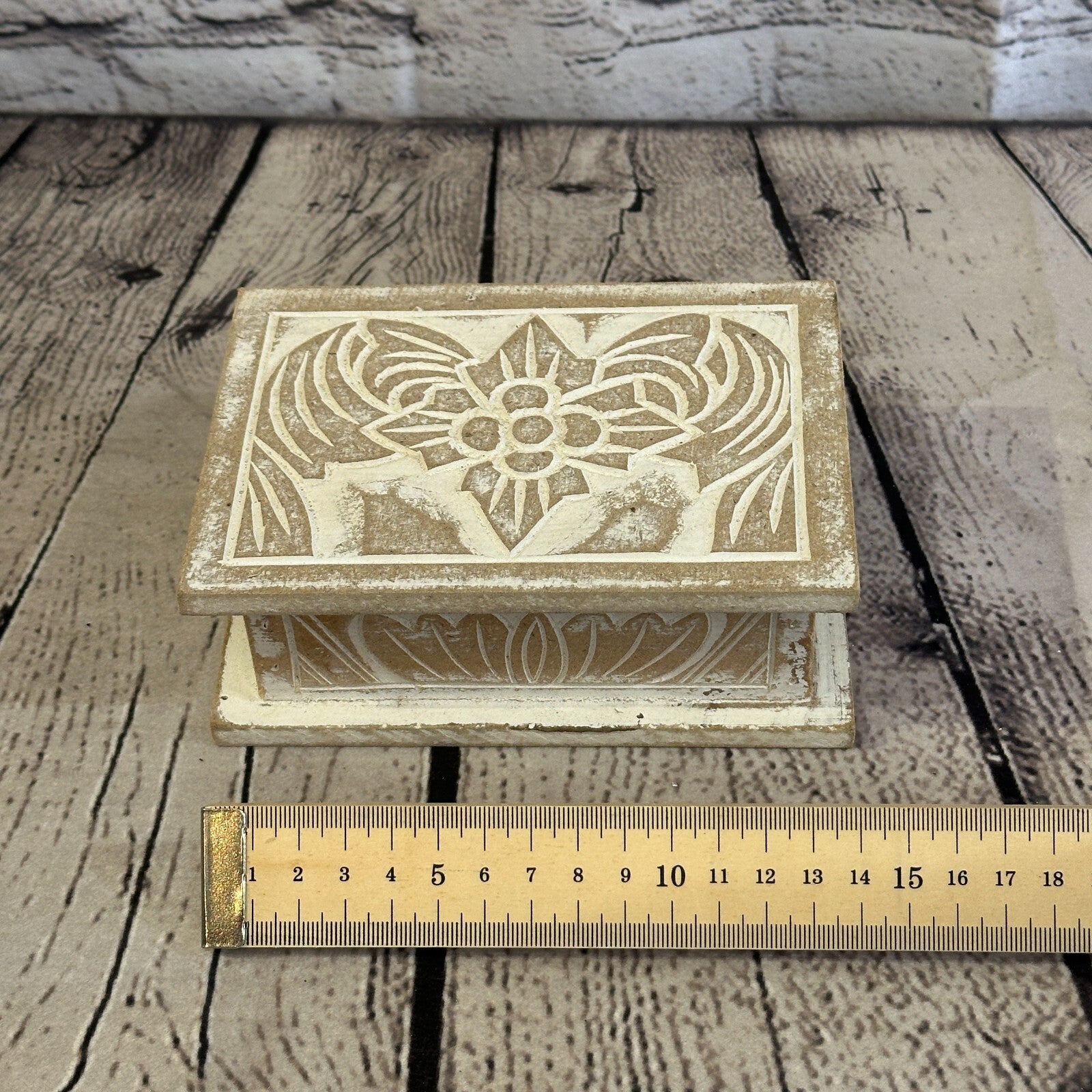 White Flower MDF Box Lotus 14cm x 10cm x 6cm Wooden Box Trinket Handmade8
