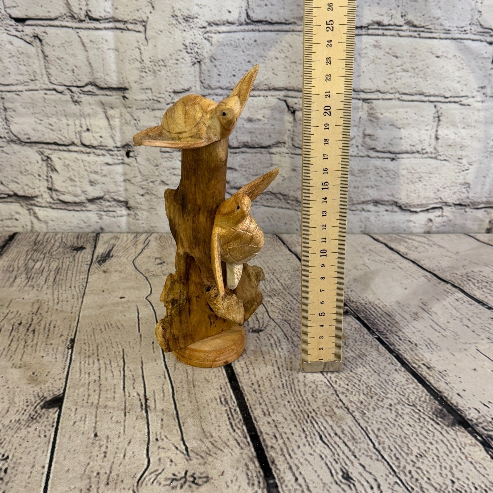 20cm Double Turtle Mushroom Parasite Ornament Natural Carving Fairtrade Wooden5