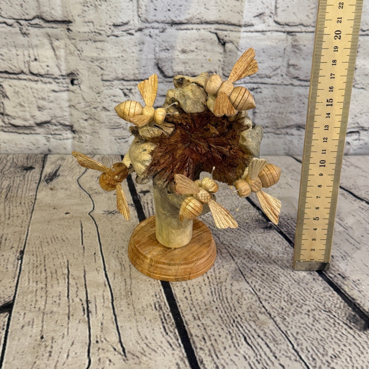 5 Bees Honeycomb Mushroom Bee Parasite Wood Ornament Natural Carving Wooden6